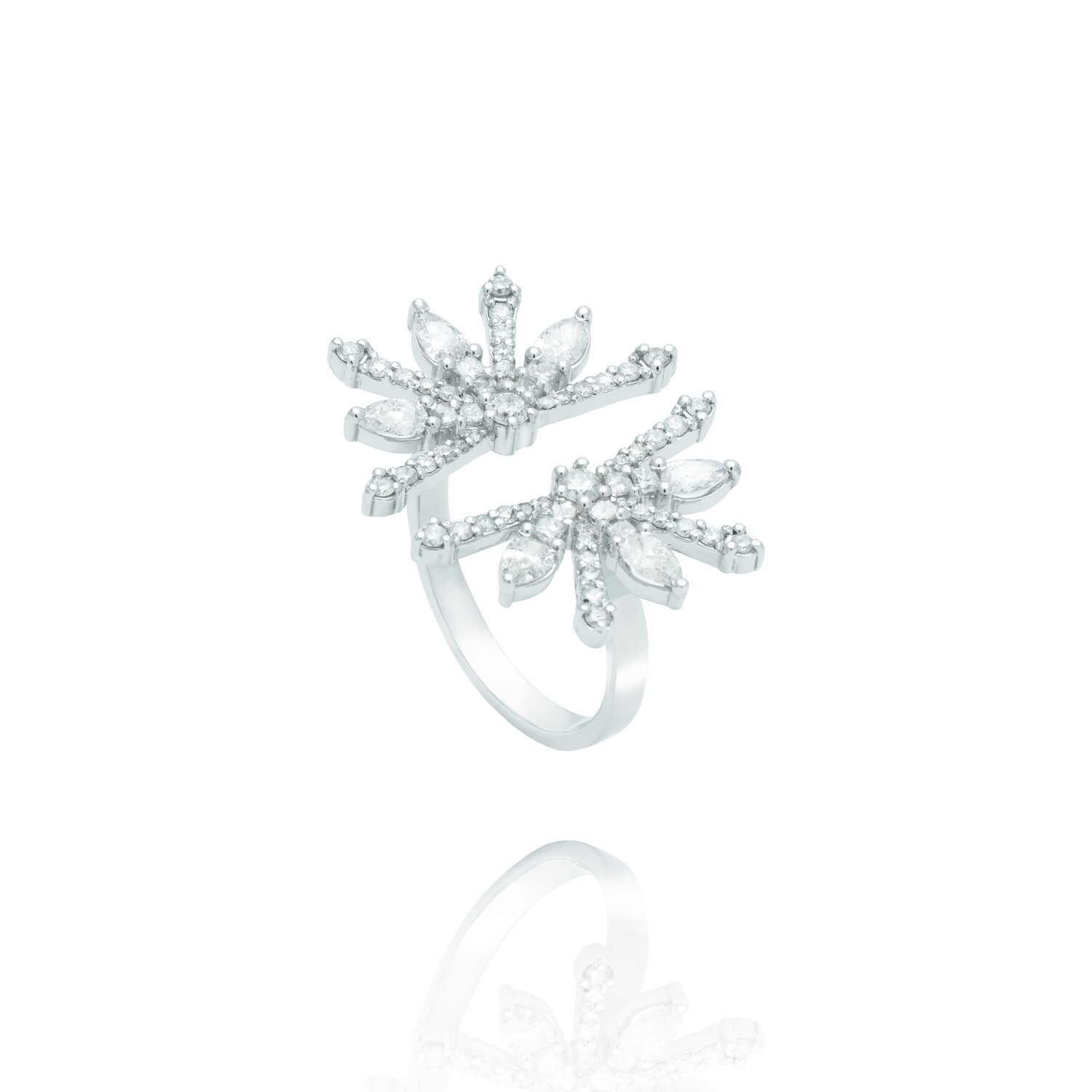 Snowflake Diamond Ring with Pear and Princess Diamond
