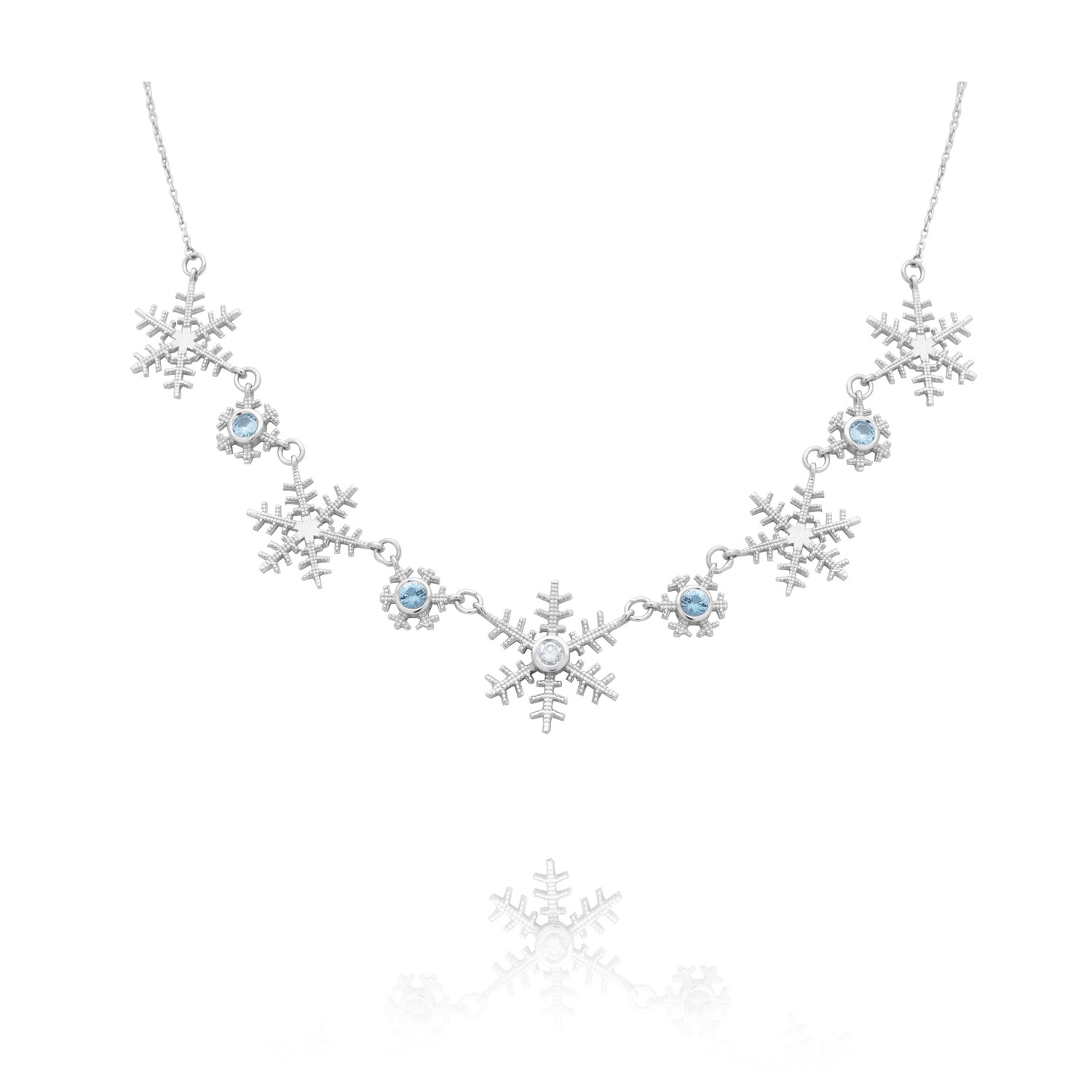 Snowflake Diamond Necklace with Precious Stones