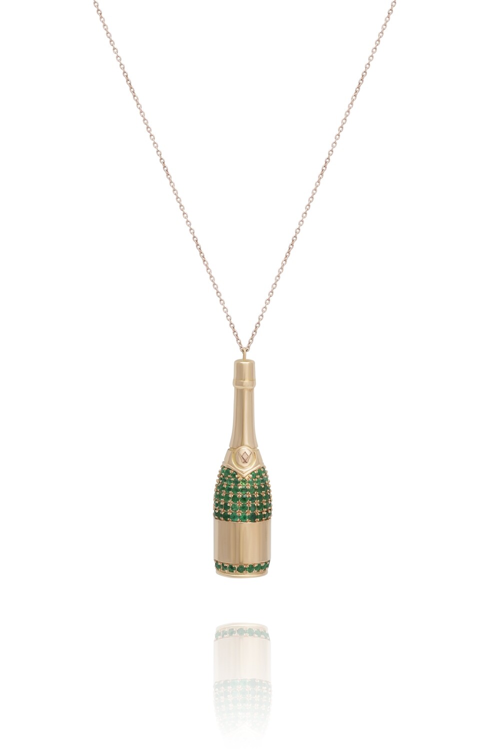 Eternal Emerald Champaign Bottle Necklace