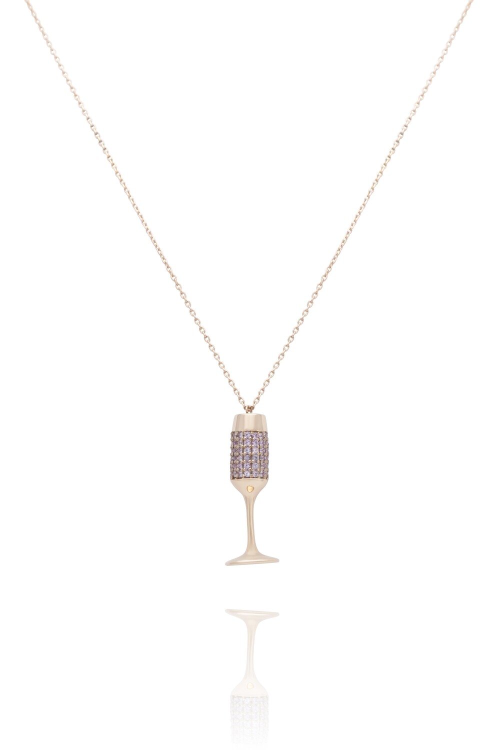 Eternal Pink Sapphire Champaign Glass Necklace