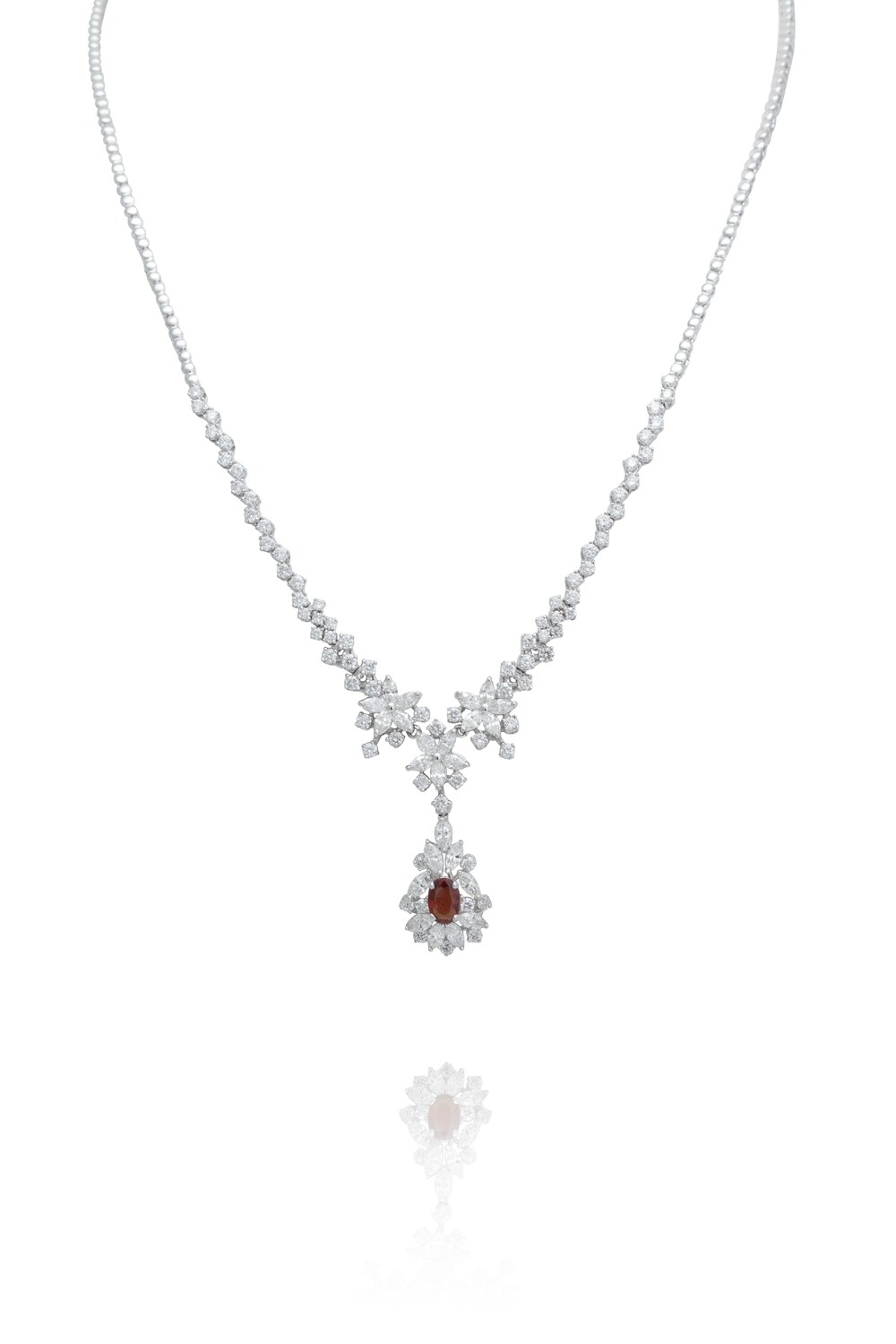 Eternal Diamond Necklace with Baguette Diamond and Precious Stone