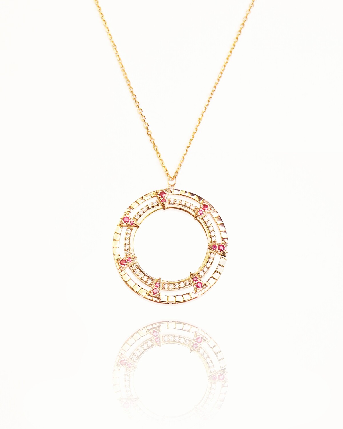 Mother Diamond Necklace with Ruby