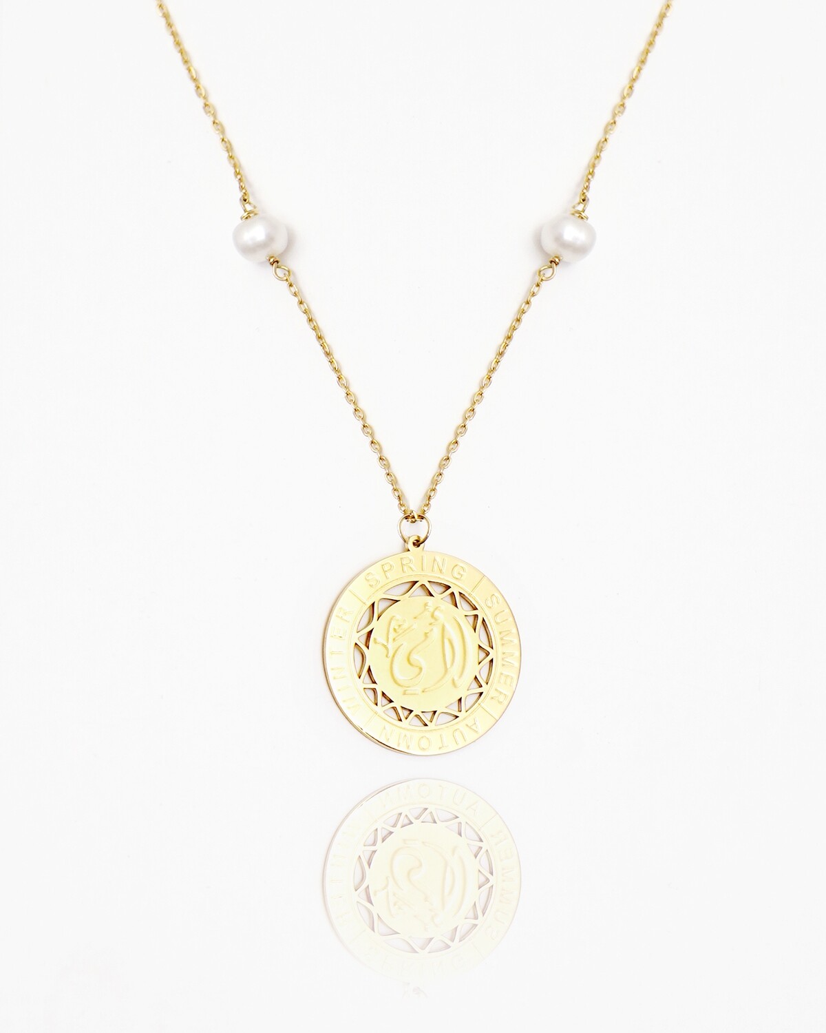 Mother Gold Necklace with Pearls