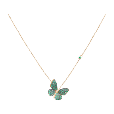 Butterfly Diamond Necklace with Emerald