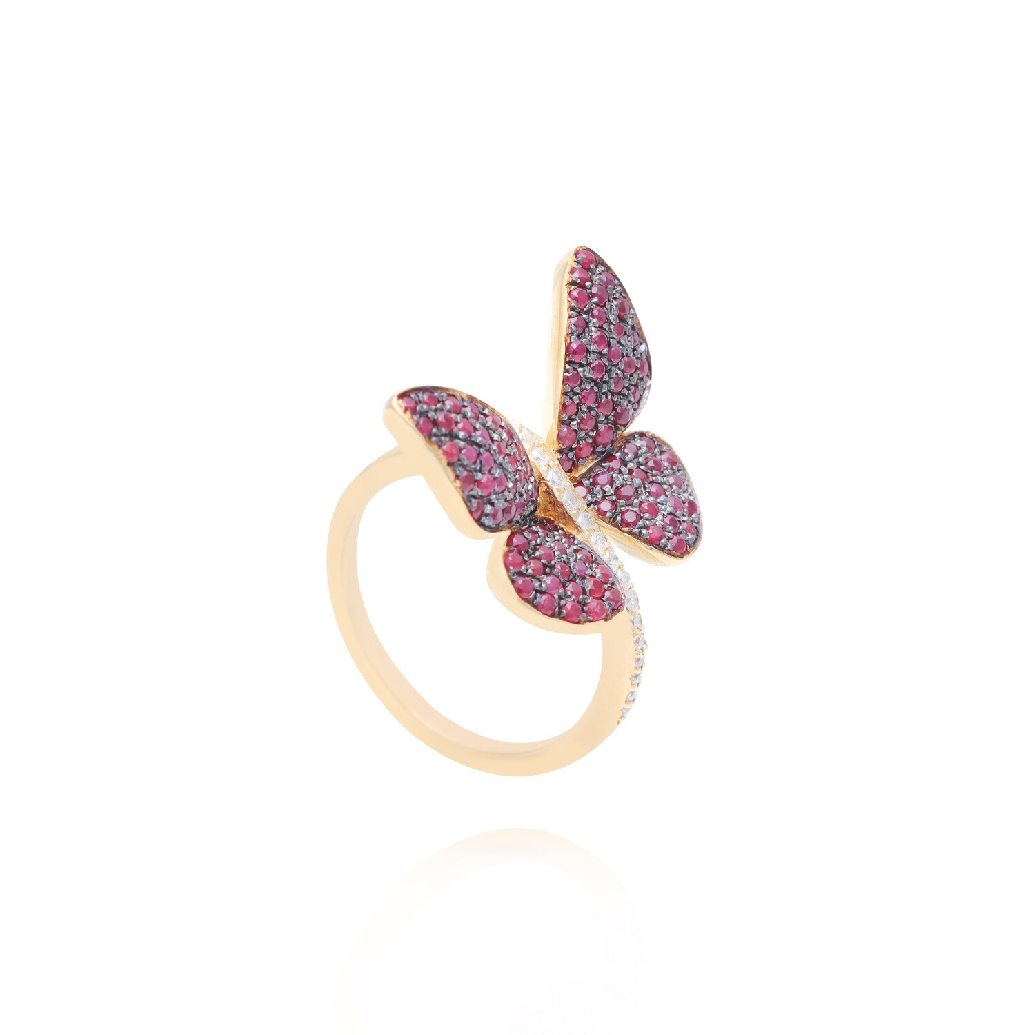 Butterfly Diamond Ring with Ruby