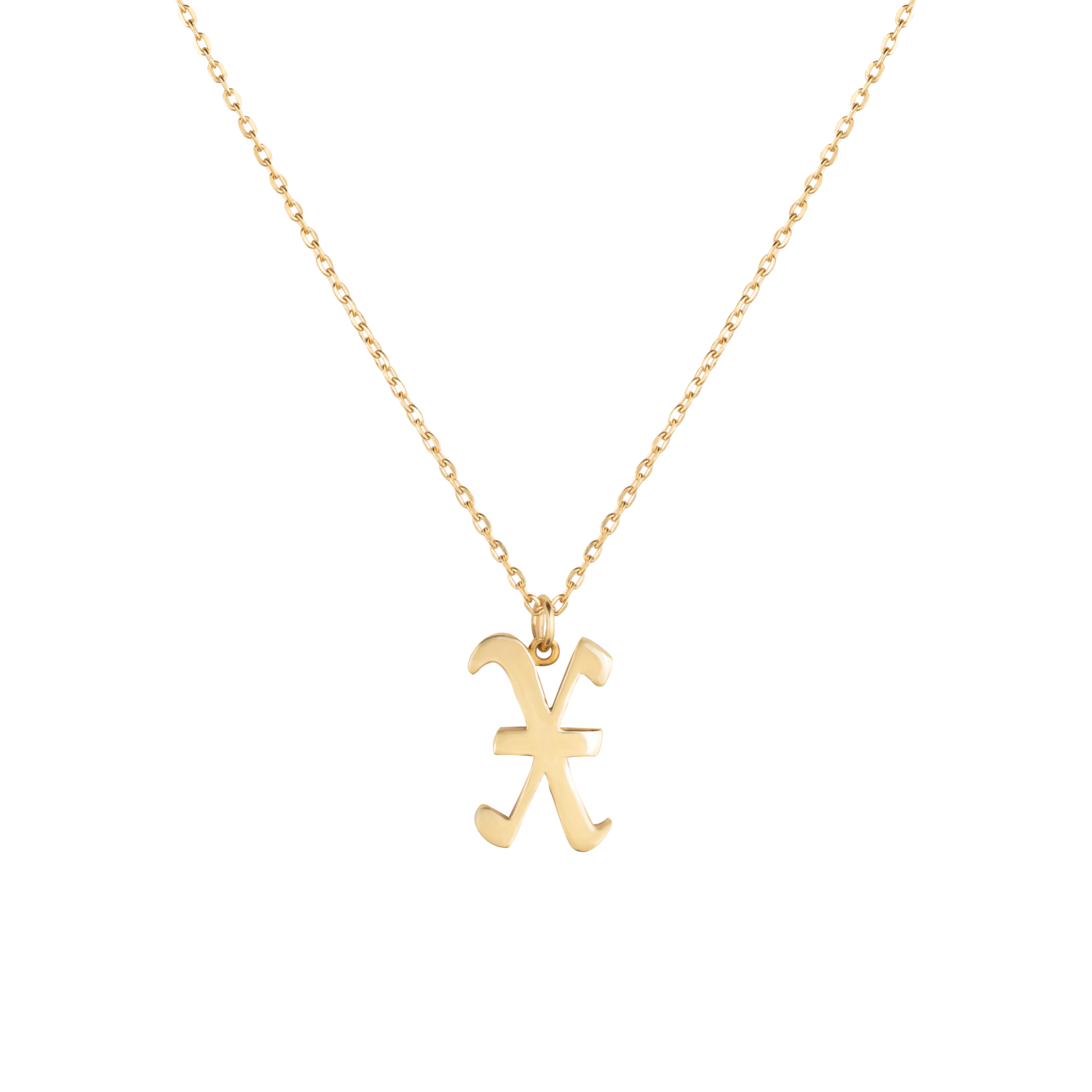 Initials Gold Necklace Letter X
