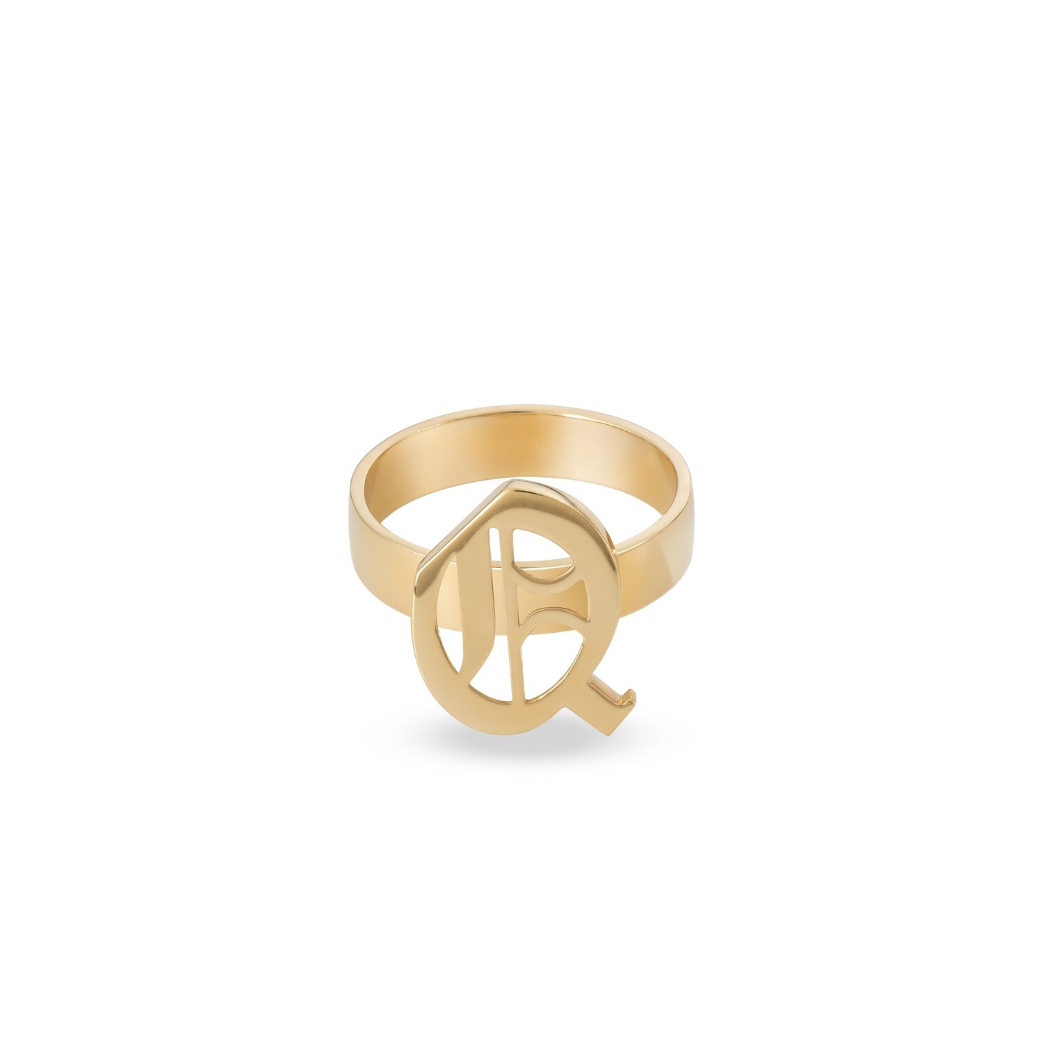 Initials Gold Ring Letter Q