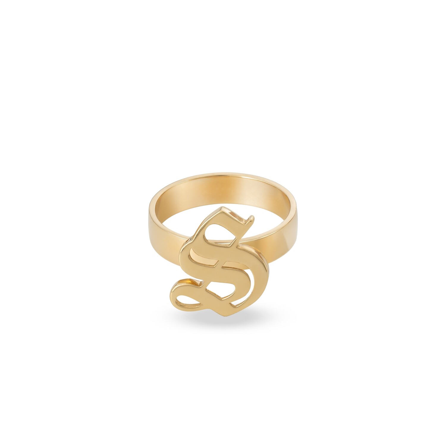 Initials Gold Ring Letter S