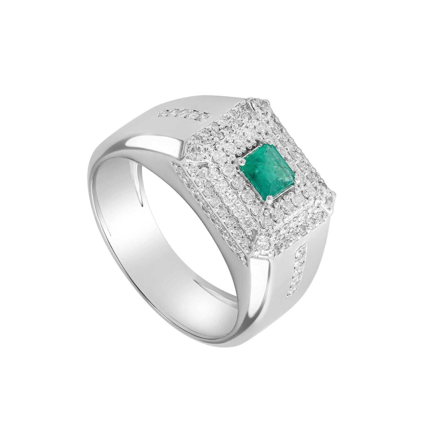 Men Diamond Ring with Emerald