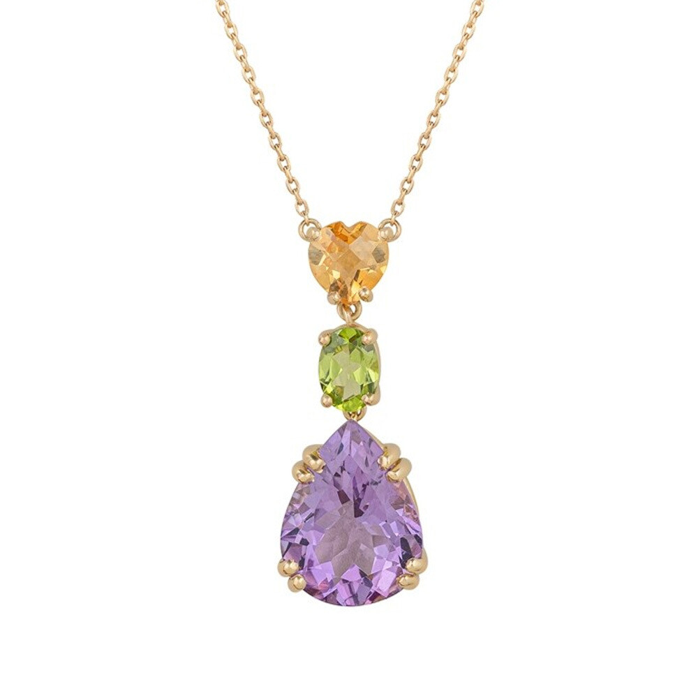 ShineStone Diamond Necklace with Precious Colored Stones
