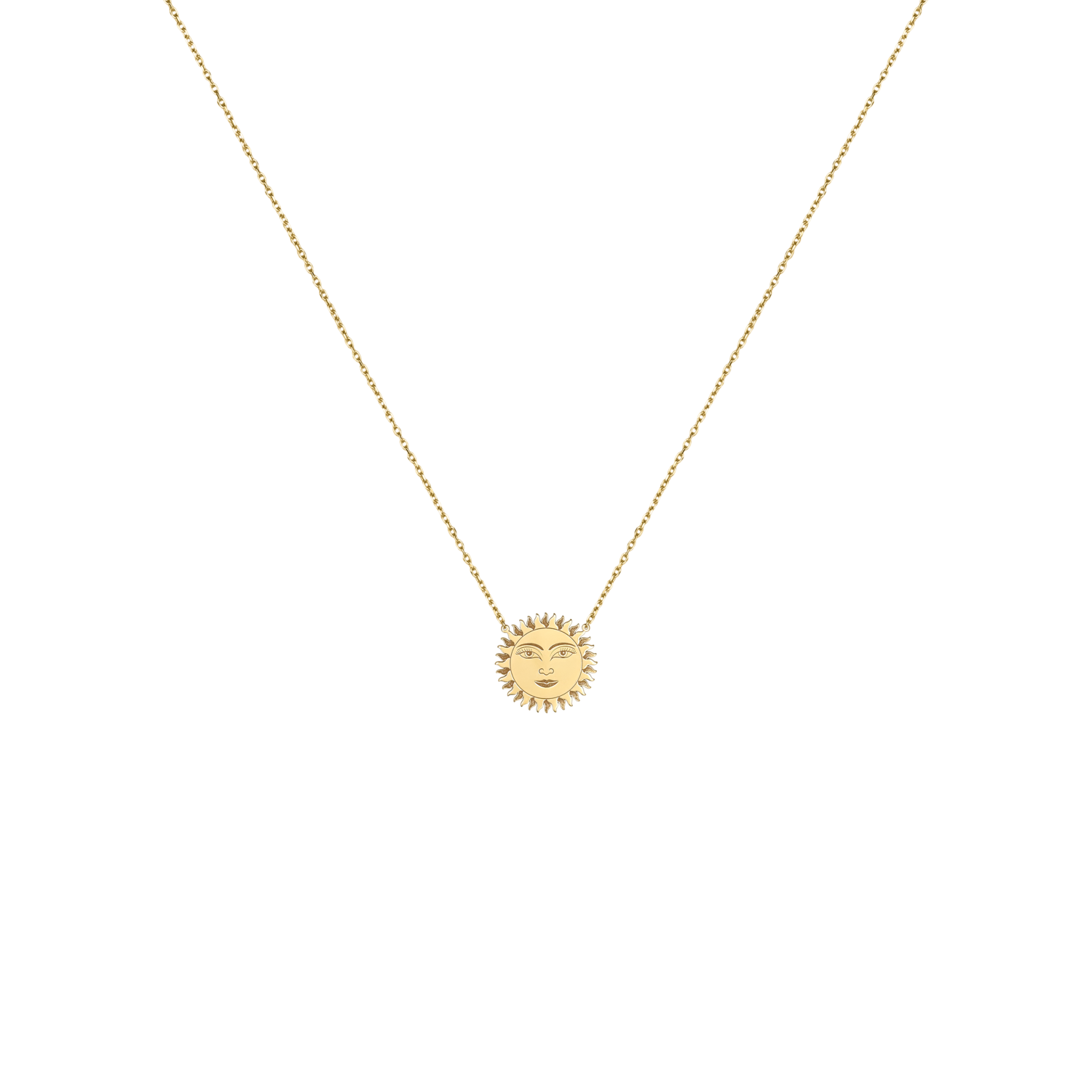 Zodiac Gold Necklace Sun Face