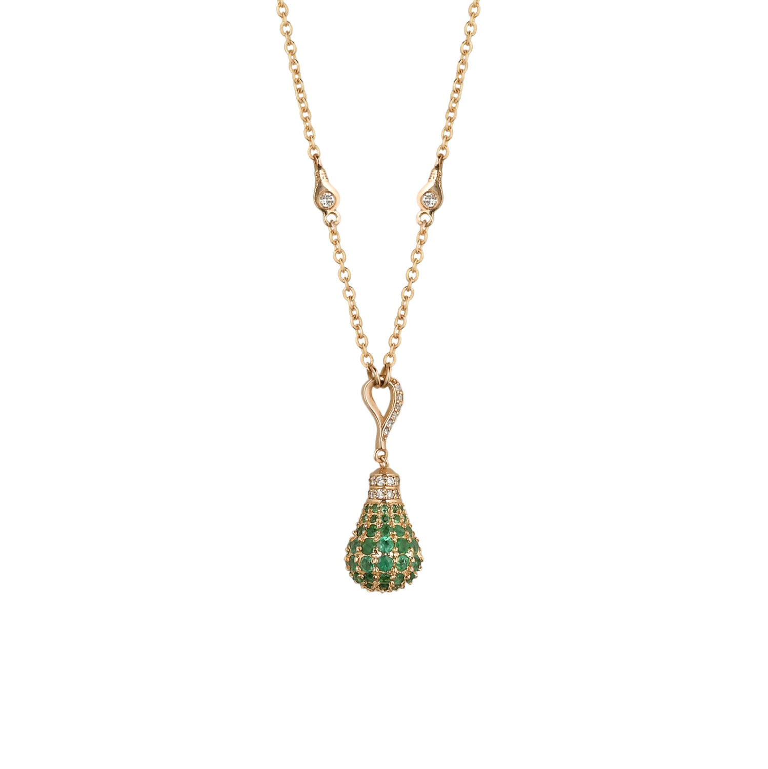 Light Diamond Necklace with Emerald