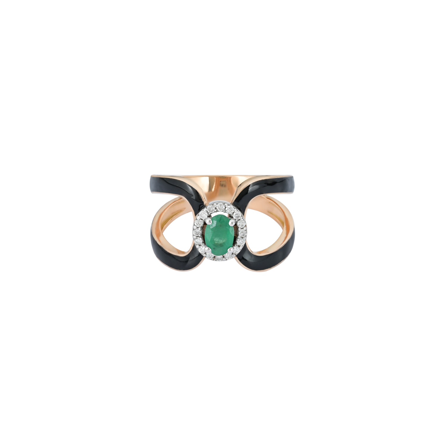 Eternal Diamond Ring with Emerald and Enamel