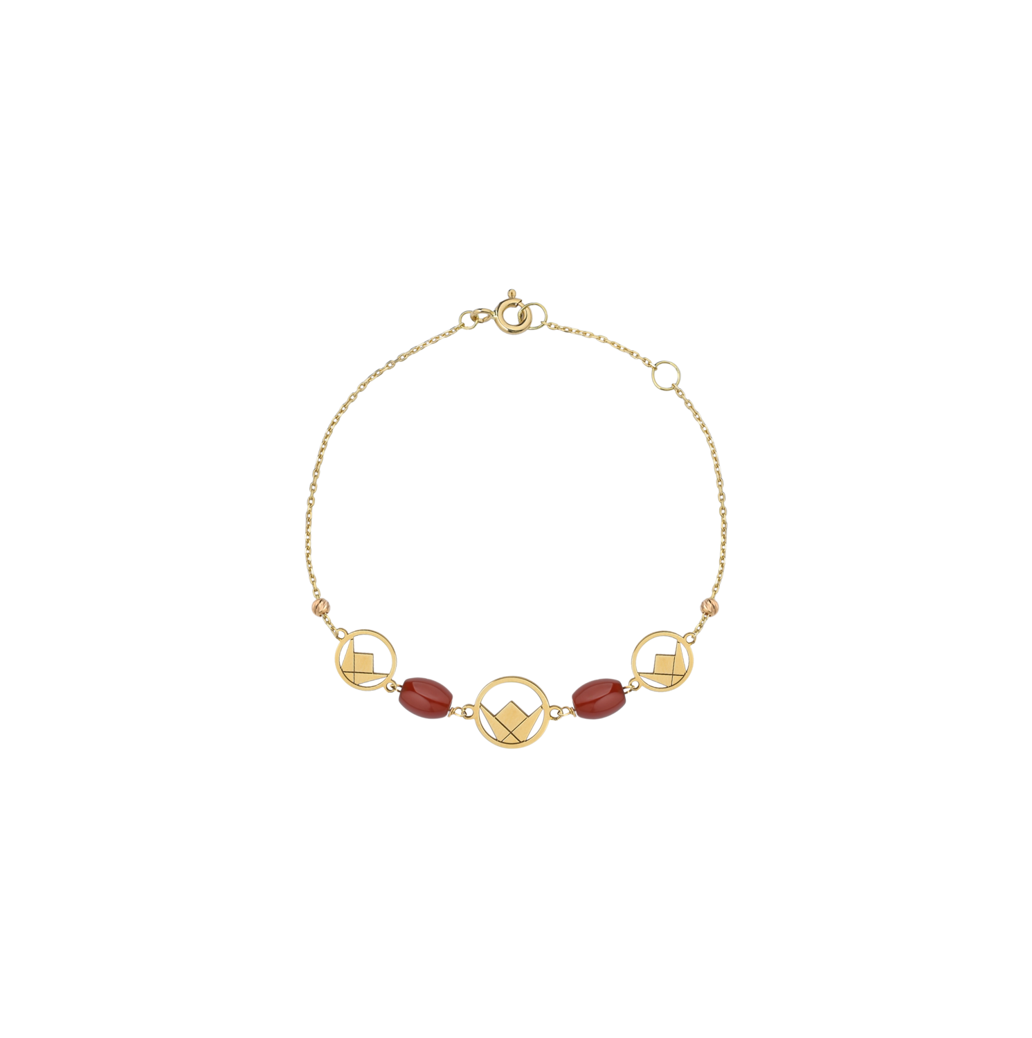 Emblem Gold Bracelet with Precious Beads