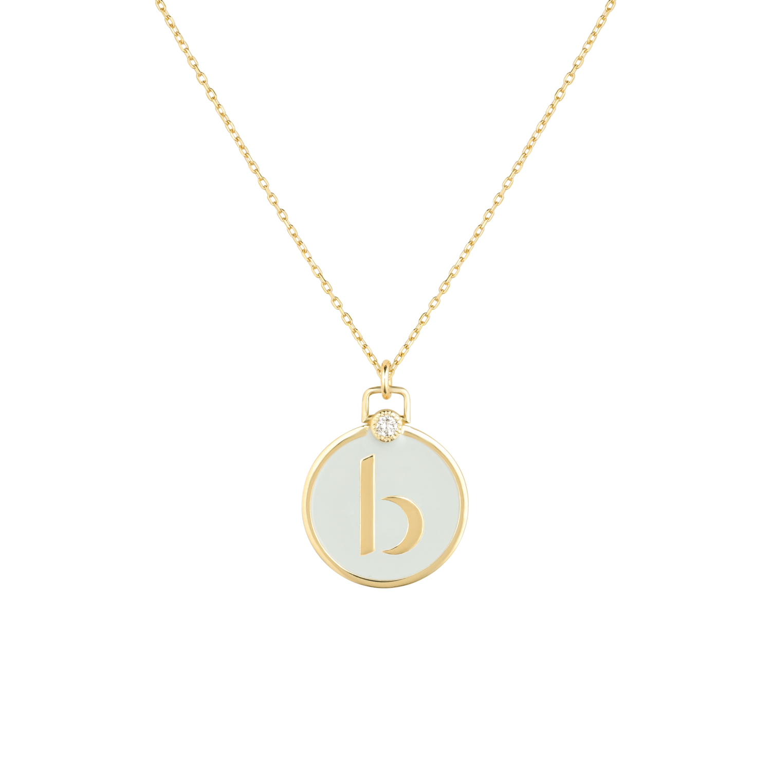 ​Initials Diamond Necklace Letter B with Enamel