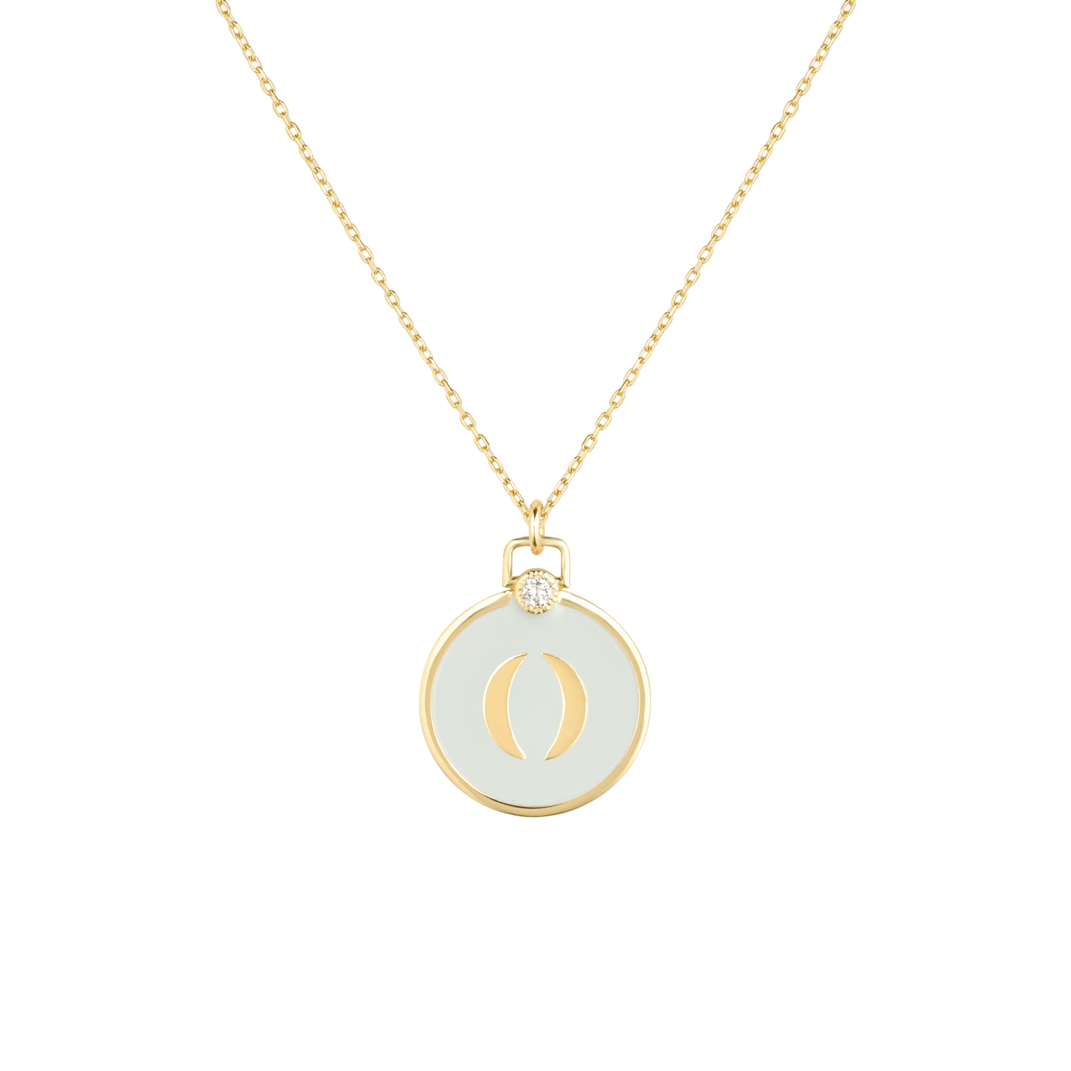 ​Initials Diamond Necklace Letter O with Enamel