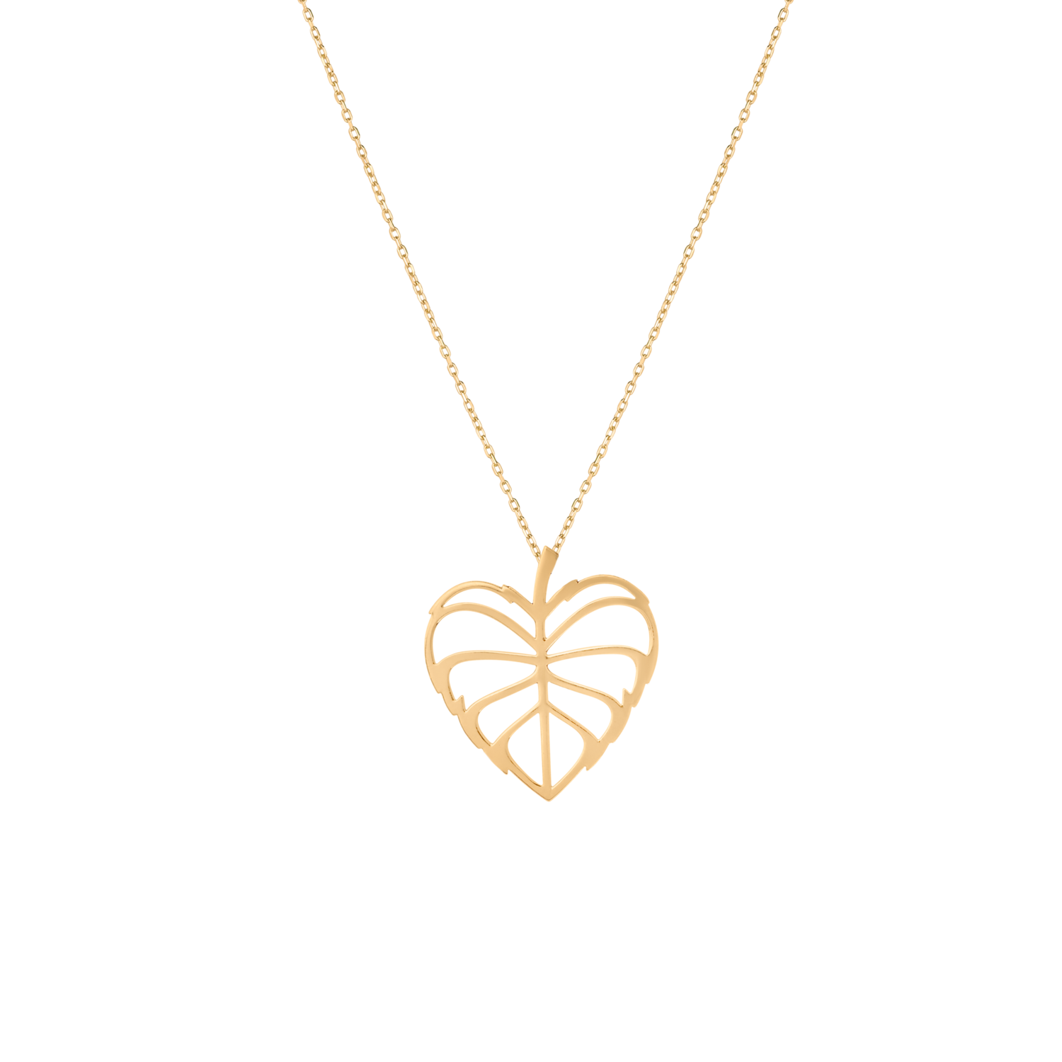 Leaves Gold Necklace Heart