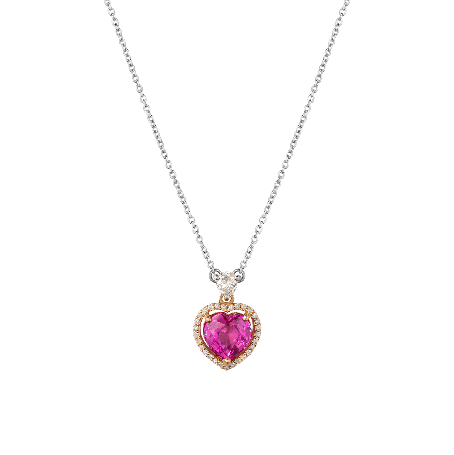 Eternal Heart Necklace with Colored Stones and Pearl