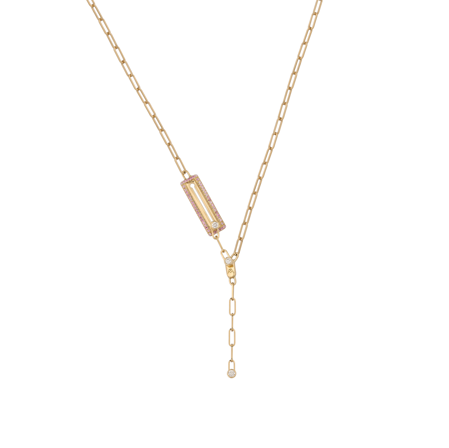 Love Lock Diamond Necklace with Pink Sapphire