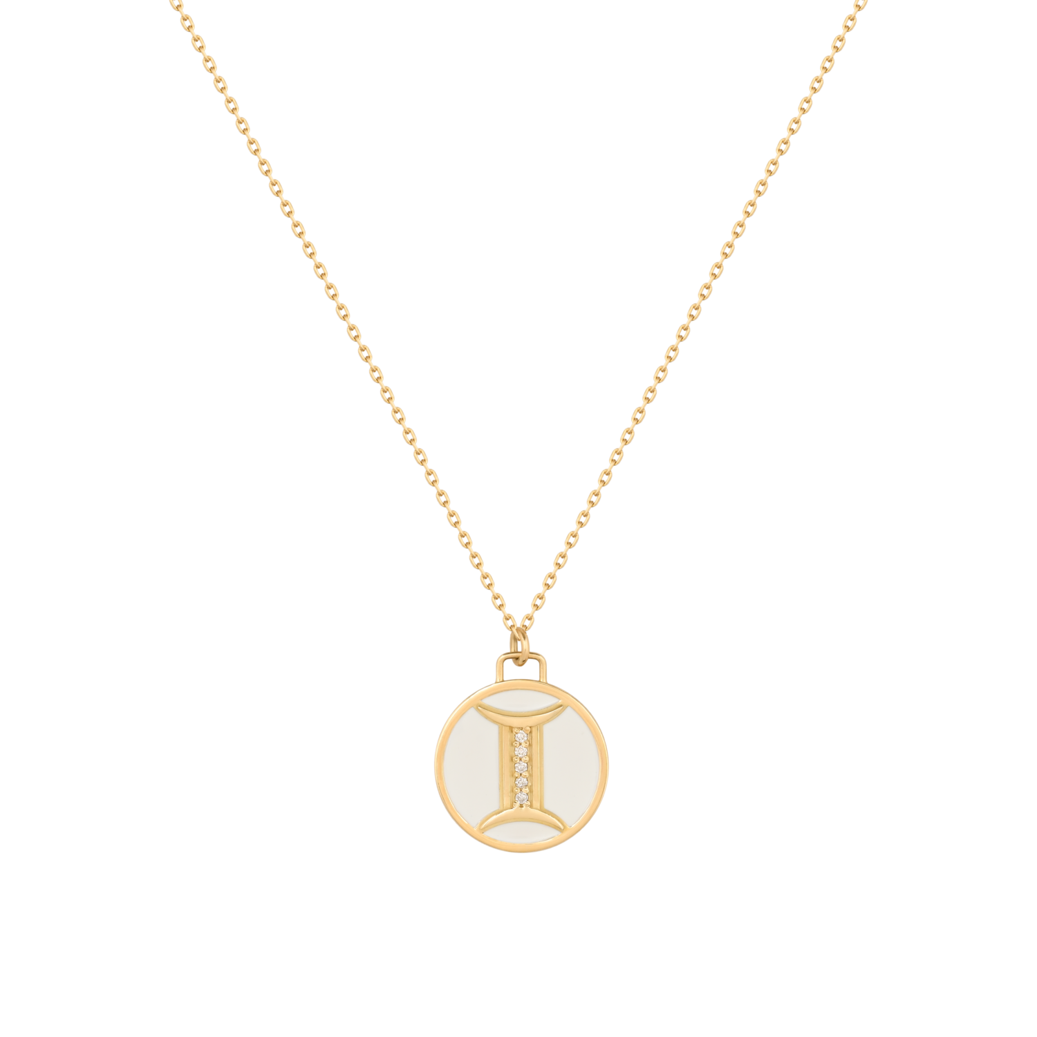 Zodiac Diamond Necklace Gemini with Enamel