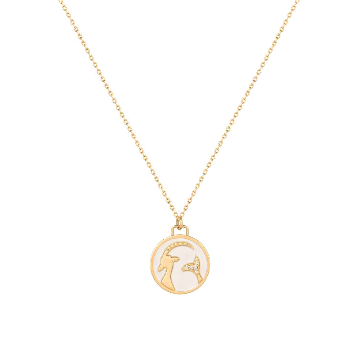 Zodiac Diamond Necklace Capricorn with Enamel