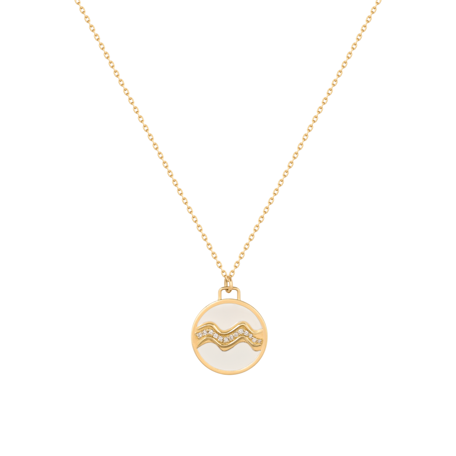 Zodiac Diamond Necklace Aquarius with Enamel