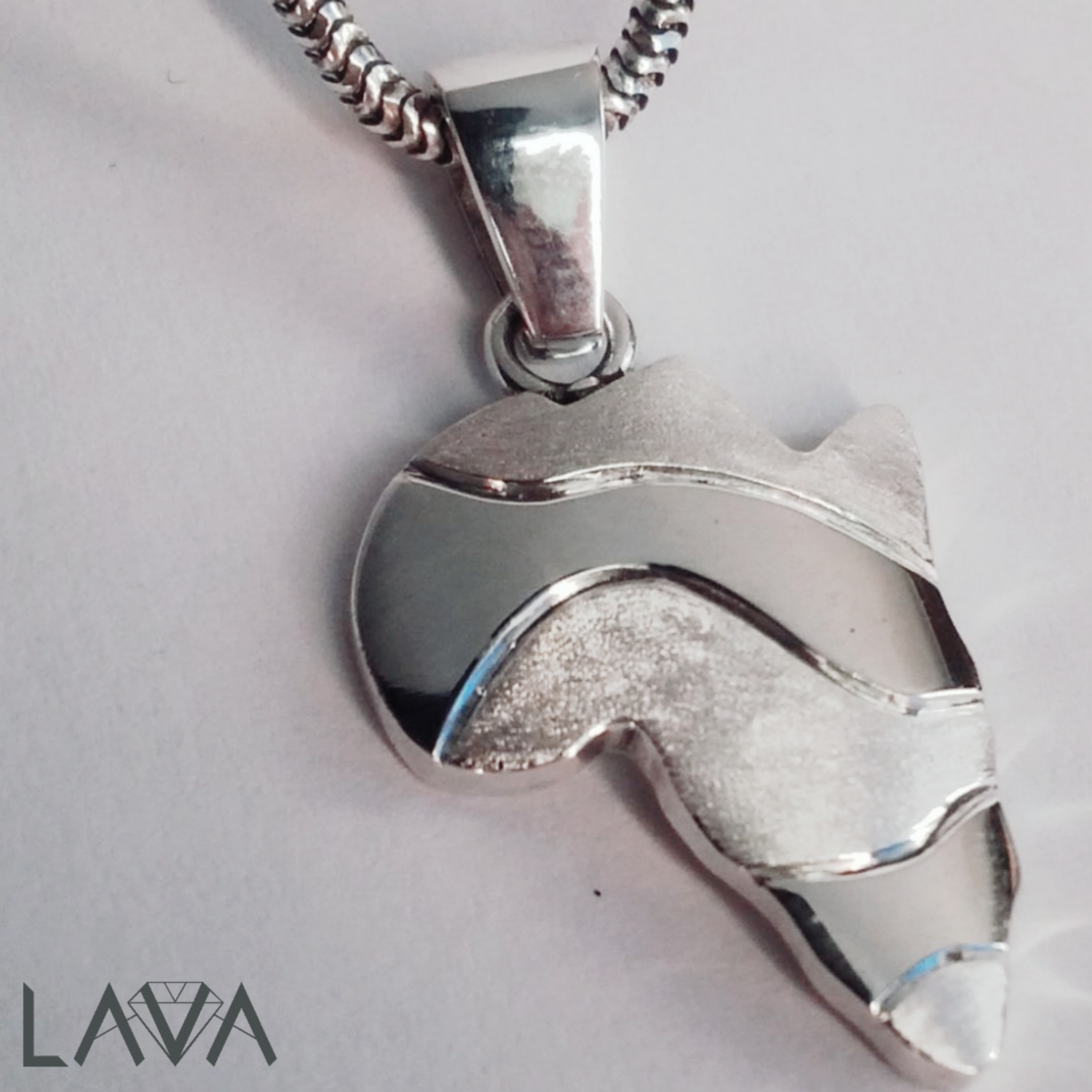 African map wave pendant on sterling silver snake chain (free shipping)