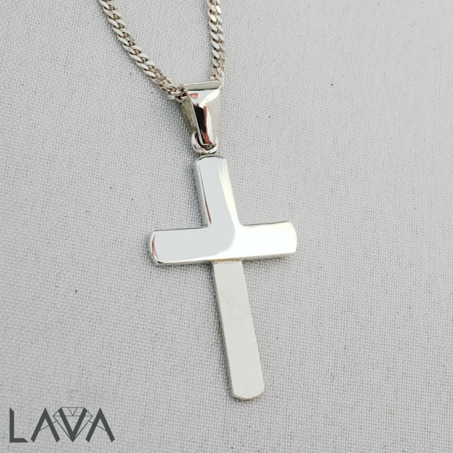 Crucifix on sterling silver chain