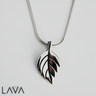 Leaf pendant on sterling silver snake chain
