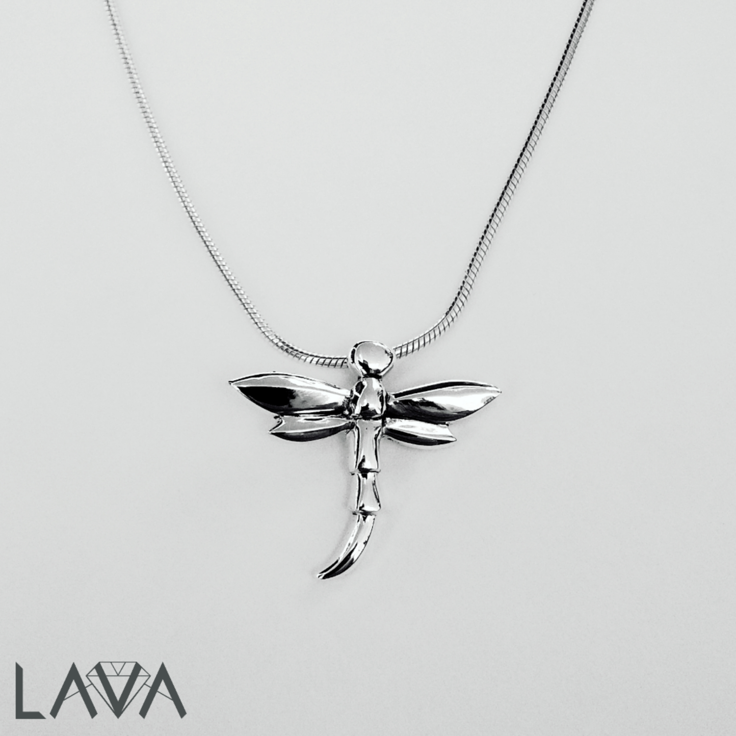 Dragonfly pendant on sterling silver snake chain (free shipping)