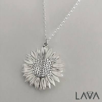 Sunflower pendant on sterling silver chain