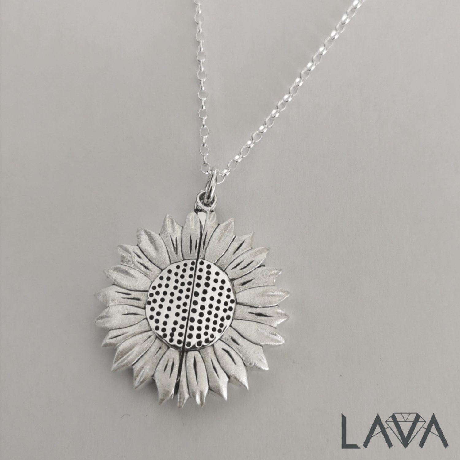 Sunflower pendant on sterling silver chain
