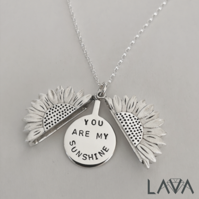 Sunflower pendant on sterling silver chain