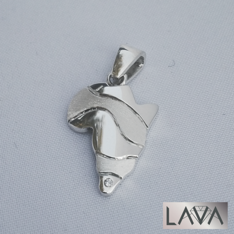 African map wave pendant with diamond in matt and gloss (free shipping)
