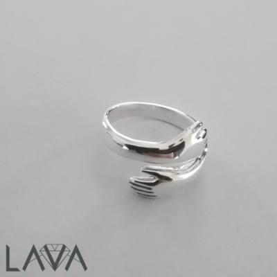 Hug ring in solid non-tarnish silver (free shipping)