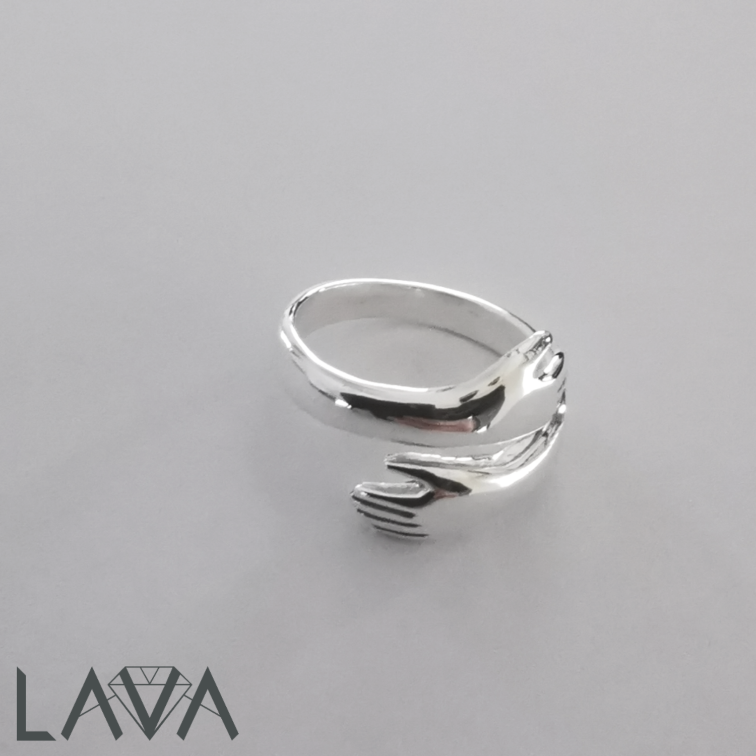Hug ring in solid non-tarnish silver (free shipping)