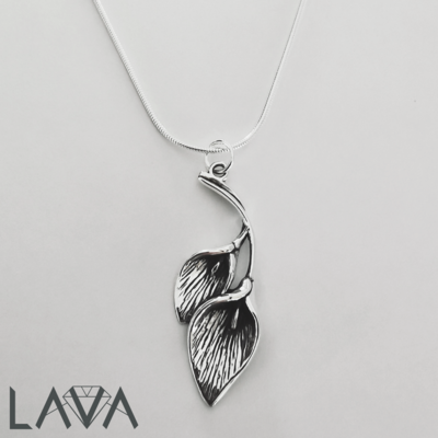 Arum lily pendant on sterling silver chain (free shipping)