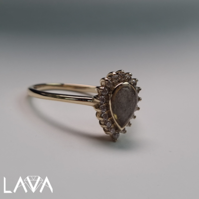 Cremation remembrance ring with cubics