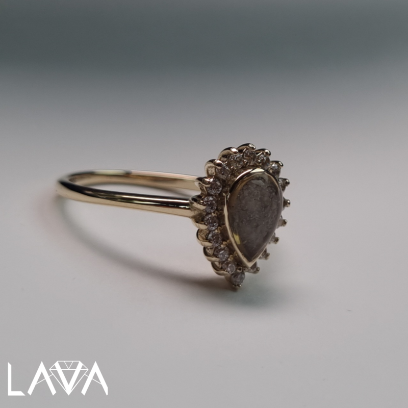 Cremation remembrance ring with cubics