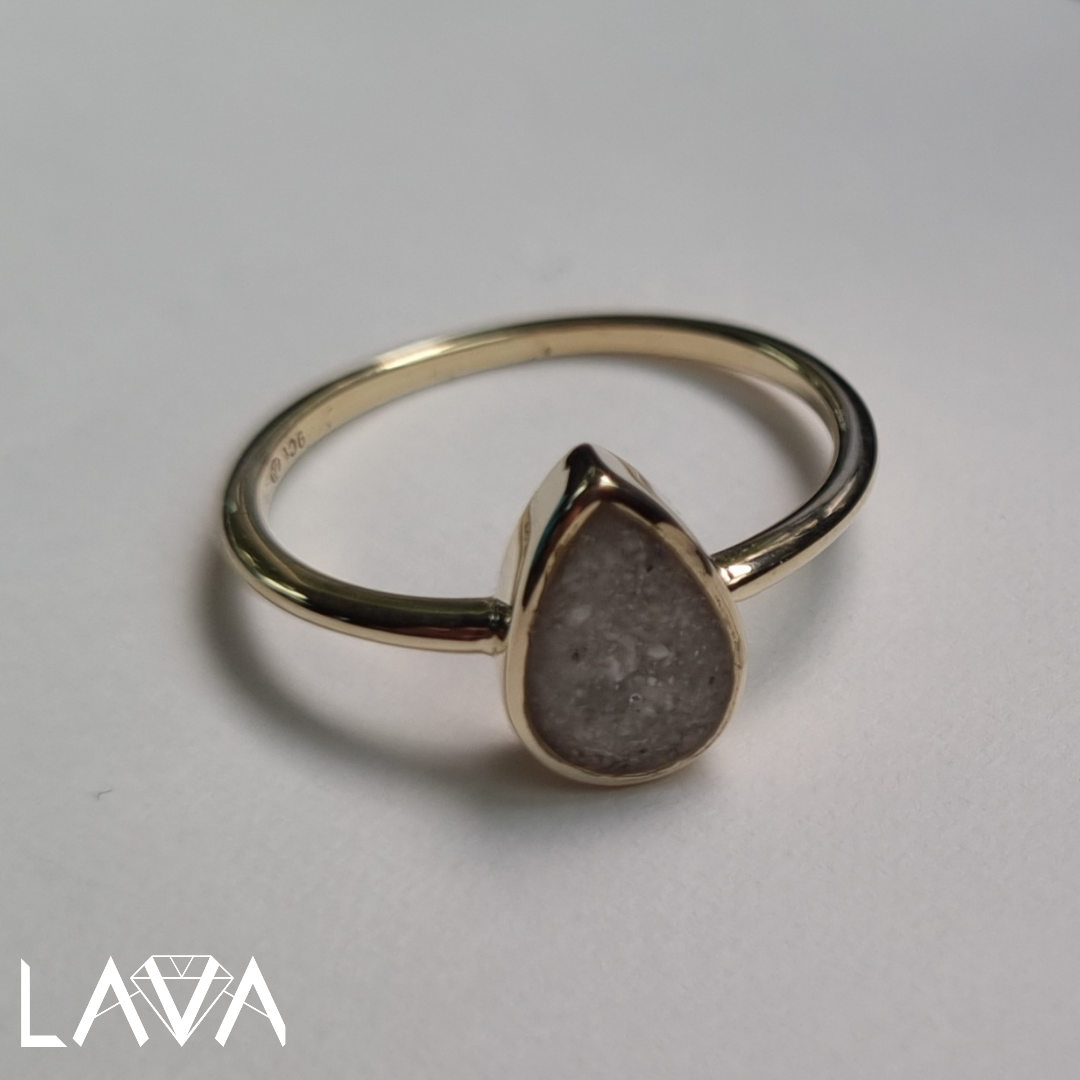 Cremation remembrance ring teardrop plain 9ct gold