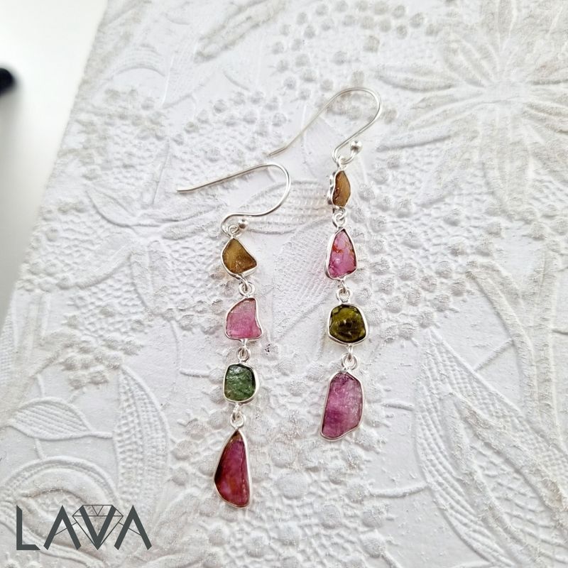 Rainbow tourmaline hanging earrings