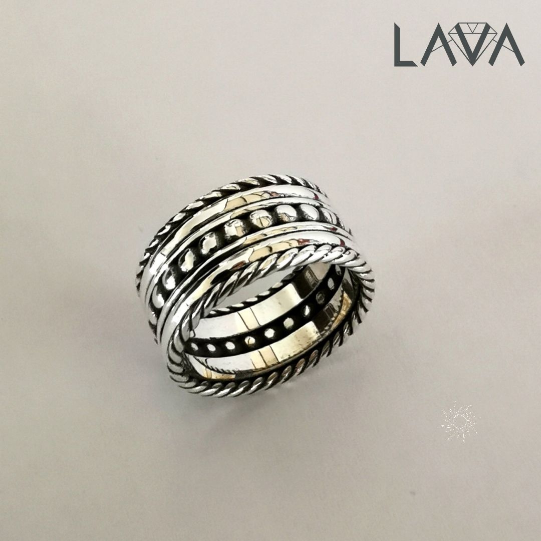 Fused silver stack ring (free shipping)