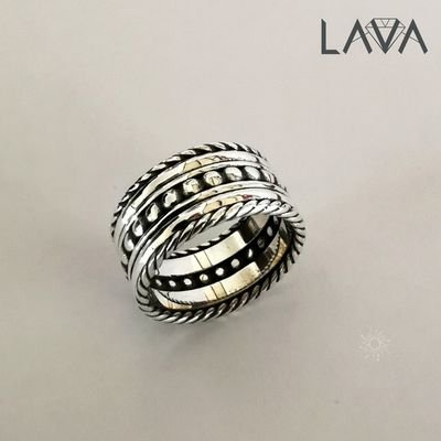 Fused silver stack ring (free shipping)