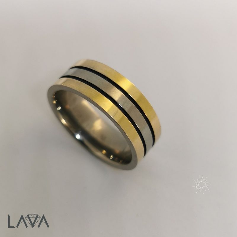 Titanium men&#39;s ring in silver and gold finish (free shipping)