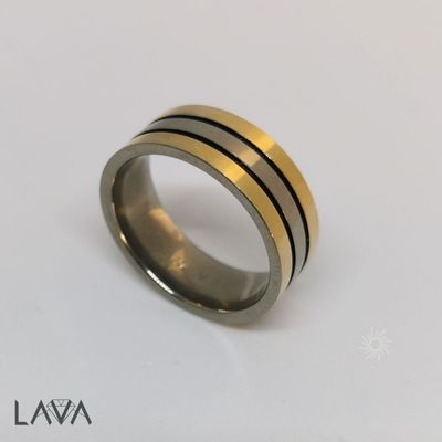 Titanium men's ring in silver and gold finish (free shipping)