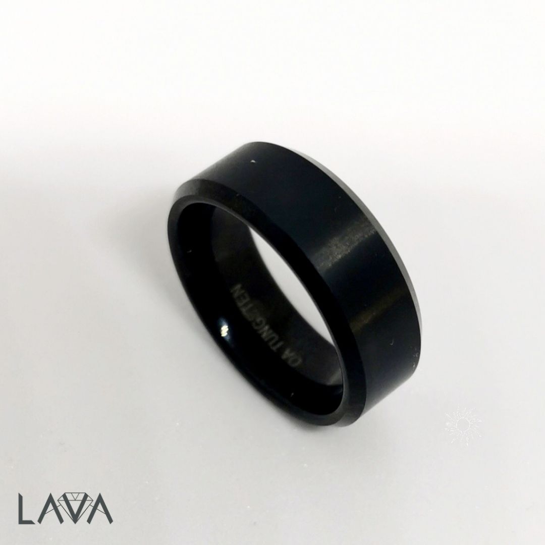Tungsten men&#39;s ring brushed top with beveled edges (free shipping)
