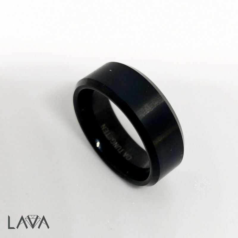 Tungsten men&#39;s ring brushed top with beveled edges (free shipping)