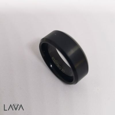Tungsten men's ring brushed top with beveled edges (free shipping)