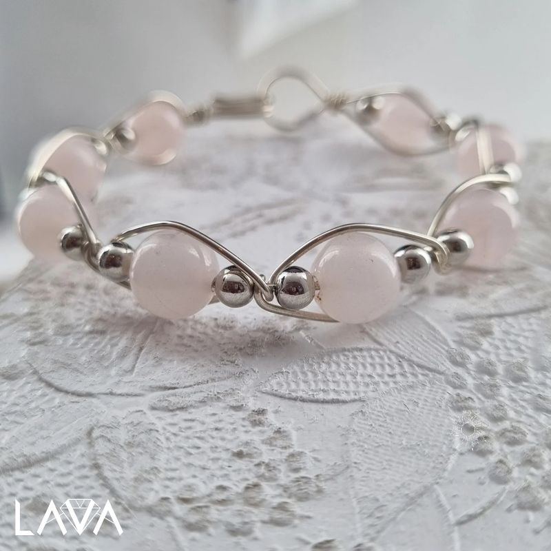 Rose quartz bracelet with sterling silver finish (free shipping)