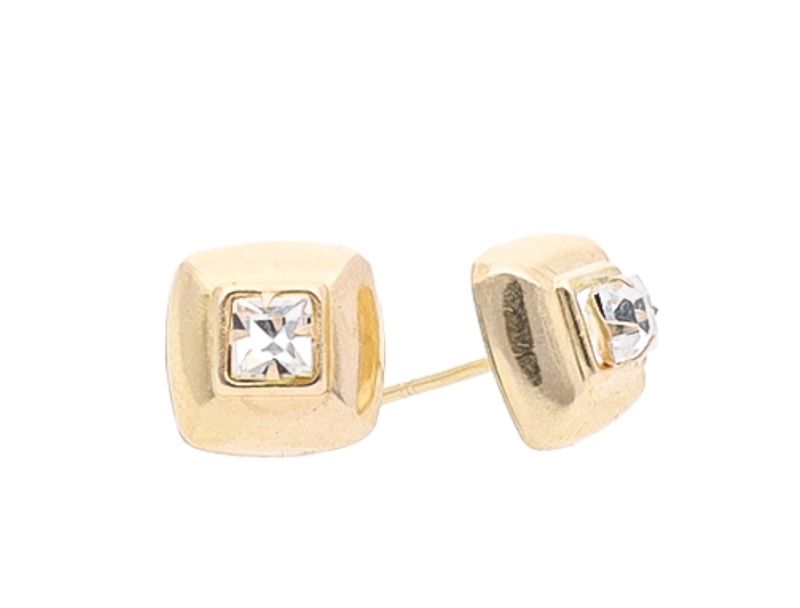 9k Gold Fancy Square Cubic Zirconia Stud
